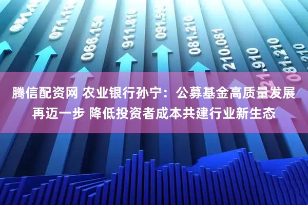 腾信配资网 农业银行孙宁：公募基金高质量发展再迈一步 降低投资者成本共建行业新生态