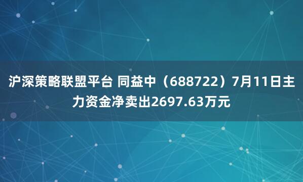 沪深策略联盟平台 同益中（688722）7月11日主力资金净卖出2697.63万元